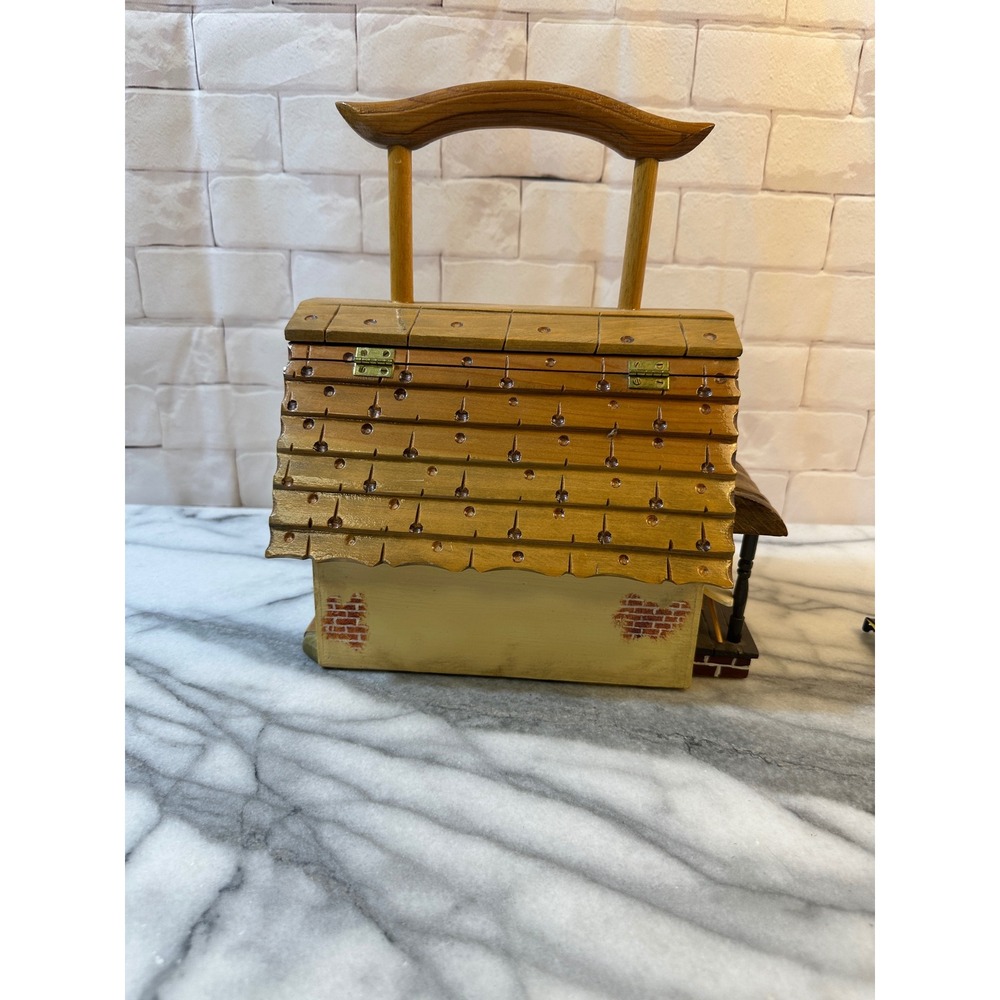Maurice Handmade Wooden Laundry Shop Box Purse Cottage Novelty Bag Hand Painted - Picture 5 of 16